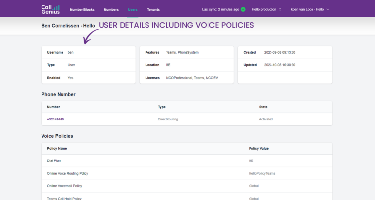 Overview User Details | CallGenius.pro